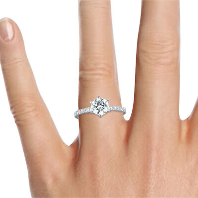 #ad H SI2 Round Cut Diamond Engagement Ring 0.70 CT 14K White Gold Dazzling $670.65