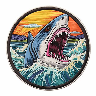 #ad Megalodon Shark Embroidered Patch Iron on Applique Clothing Vest Ocean Animal $6.87