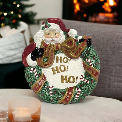#ad Fitz amp; Floyd Santa HO HO HO Christmas Wreath Canapé Cookie Treat Plate $10.64