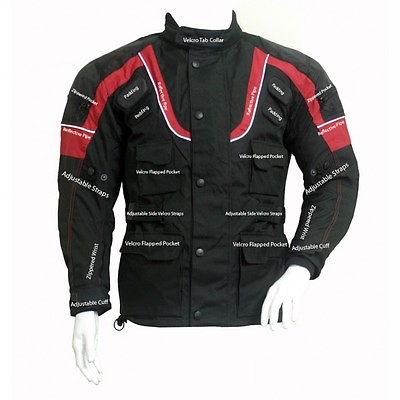 #ad Sprinter Black amp; Red 3 4 Textile Motorcycle Armoured Jacket Cordura Race Biker GBP 85.00