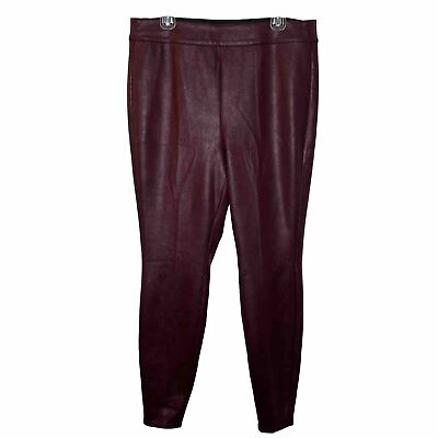 #ad Lane Bryant 14 16 Pants pull on Fitted Burgundy Wine Red Faux Leather Style $19.00
