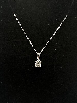 #ad White Gold Solitaire Diamond Pendant Chain $149.95