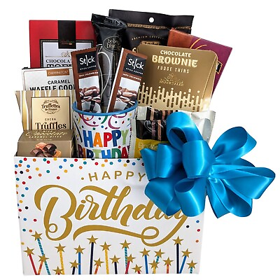 #ad Happy Birthday Gift Basket Coffee Chocolates Cookies amp; Mug for Men amp; Women $72.99