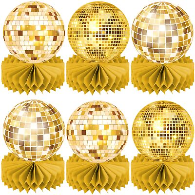 #ad Gold Disco Ball Party Honeycomb Centerpieces 70s Disco Birthday Party Table D... $12.22