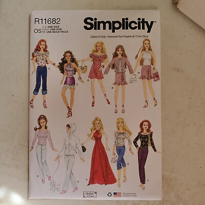 #ad Simplicity Pattern R11682 Fashion Doll Clothing Wardrobe Dress Pants 11.5quot; UNCUT $7.19