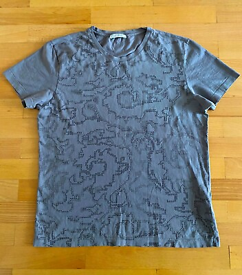 Versace Gianni Versace men`s T Shirt Top pixel logo grey 100% cotton size L $69.00