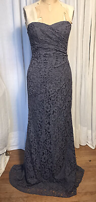 #ad Davids Bridal Womens Pewter Lace Strapless Gown Sz 4 NWT $98.00
