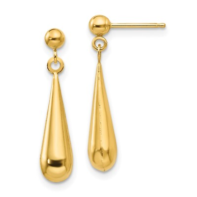 #ad Gift for Mothers Day 14k Yellow Gold Teardrop Drop and Dangle Earrings 0.55g $212.00