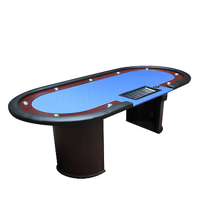 #ad IDS 96quot; Classic Luna Poker Table Blue Speed Cloth Racetrack Chip Tray Drop Box $1040.00