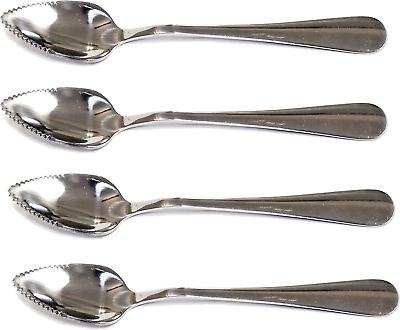 #ad Set of 4 Grapefruit Spoons Stainless Steel Serrated Edge $8.45