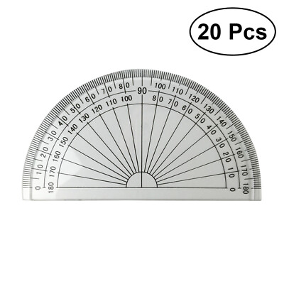 #ad 20PCS Transparent Angle Rules Protractor 10cm 180 Degrees School Math Supplies $11.58