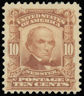 #ad Scott #307 Mint F VF OG Hinged Popular Webster Stamp 10¢ SCV $60.00 $31.00