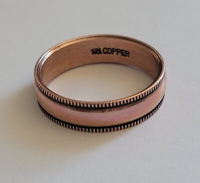 #ad Solid Copper Fluted Edge 6mm Band Ring Arthritis Pain Therapy Pure Copper Ring $19.75