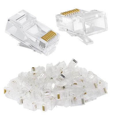 RJ45 Crystal Head Cat6 Network Cable Connector Gold Plated 100 PCS Pieces $16.99