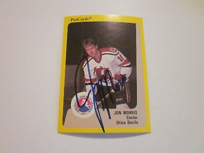#ad JON MORRIS SIGNED AUTOGRAPHED 1989 AHL PROCARDS CARD UTICA DEVILS $4.50