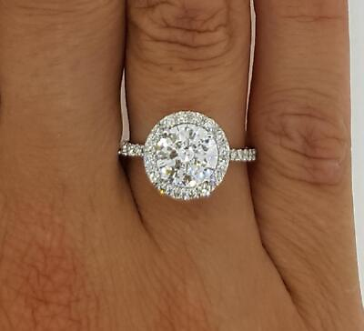 #ad 1.35 Ct Pave Halo Round Cut Diamond Engagement Ring SI1 G White Gold 14k $999.00