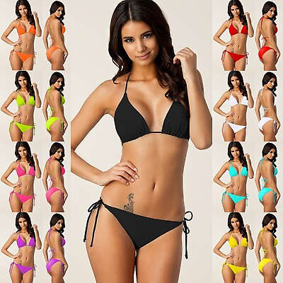 #ad Womens Push Up Bikini Set Bra Strappy Bathing Suit Swimsuit Swimwear Beachwear $10.34