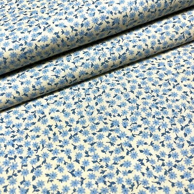 #ad Small Print Floral Calico Style Fabric Blue Flowers on Yellow Cotton By the Yard $9.99