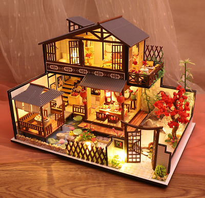 #ad New DIY Miniature Wooden Dollhouse Villa Model Handcrafted Toy Doll Houses Gift $69.99