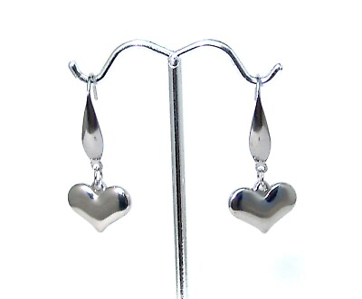 #ad Heart Dangle Earrings Stainless Surgical Steel Hypoallergenic for Sensitive Ears $9.99