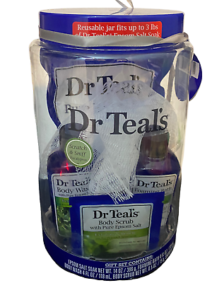 #ad Dr Teal#x27;s Eucalyptus Bath and Body Gift Set Epson Salts Jar 6 Pc $18.20