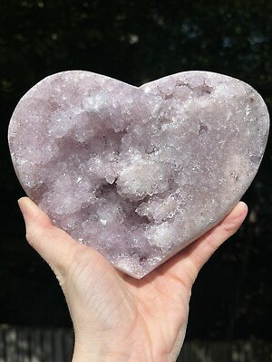 #ad Pink Amethyst Druzy Heart All Purple Crystal 2Lbs 4.2oz 6.25 Inch $153.75