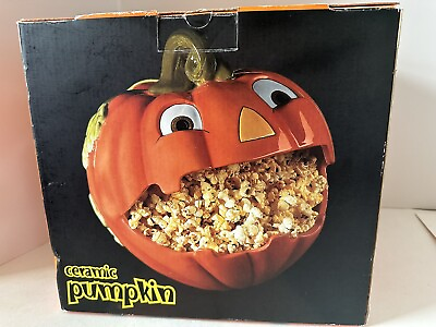 #ad Ceramic Pumpkin Halloween Candy Bowl Popcorn Bowl By JC PENNY Home Collection $45.00