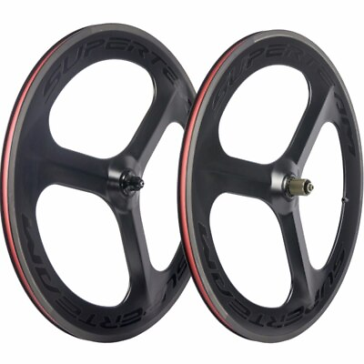 #ad Carbon Fiber Road Bike Wheelet 3 Spoke Depth 70mm Clincher Track Bicycle Wheels $555.27