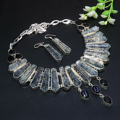 #ad #ad Black Rutile Black Spinel Gemstone Ethnic Wedding Gift Jewelry NecklaceEarrings $25.99