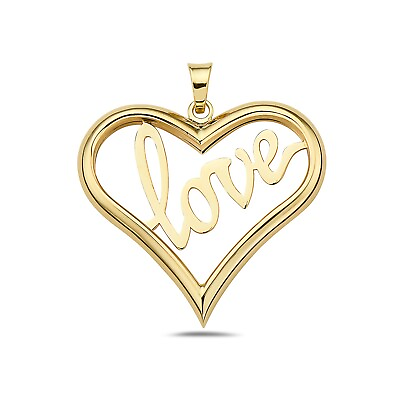 #ad 14K Yellow Gold Love in Heart Pendant $162.99