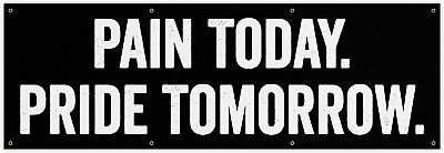 #ad Pain Today Pride Tomorrow Banner Motivational Home Gym Decor 36 X 12 Inches $40.80