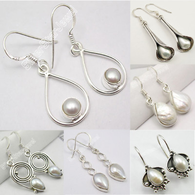 #ad 925 Silver PEARL DANGLE Fashion Earrings Choose Style Labor Day Biggest Sales $17.50