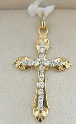 #ad 0.80 Ct Lab Created Diamond Vintage Cross Womens Pendant 14K White Gold Finish $88.00