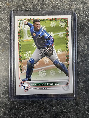 #ad Salvador Perez 2022 Topps Holiday SP Candy Cane Sleeve Image Variation KC Royals $3.50