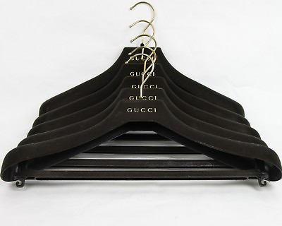 Gucci Set of 5 Brown Felt Covered Plastic Suit Coat Hangers 16.5quot; $69.99