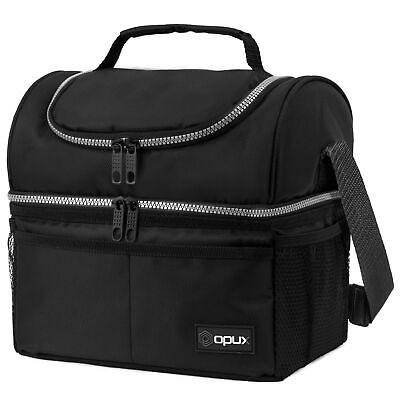 #ad Insulated Lunch Bag For Men Double Deck Soft Cooler Tote Leakproof Lunch Box $29.98