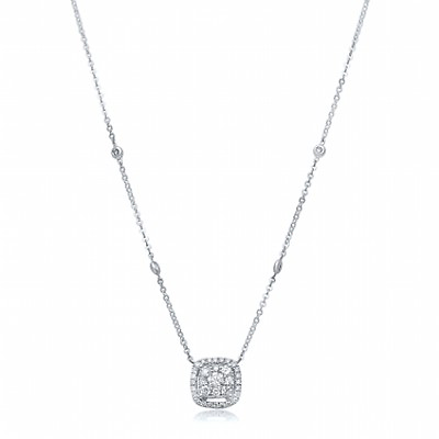 #ad 14K White Gold Necklace Chain Pendant with Diamonds $1875.00