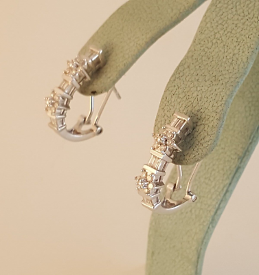 #ad 14k white gold diamond earrings baguettes 1 pt diamonds 1 3 total ct wt $277.46
