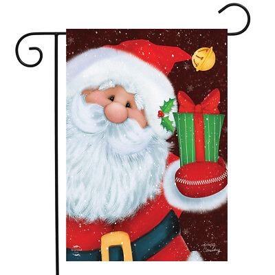 Santa#x27;s Gift Christmas Garden Flag Primitive Present 12.5quot; x 18quot; Briarwood Lane $6.99