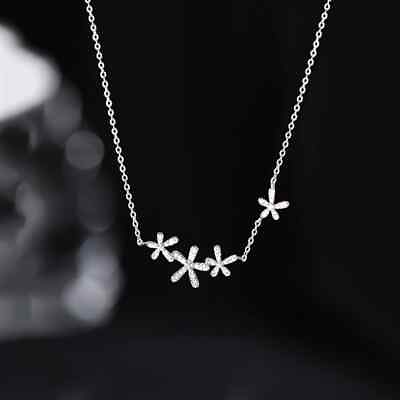 #ad 925 Sterling Silver Necklace Cherry Blossoms Pendant Clavicle Chain Jewelry AU $19.78