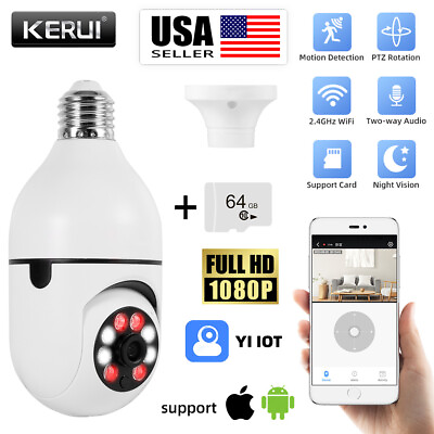 #ad 360° 1080P IP E27 Light Bulb Camera Wi Fi Wireless Smart Home Security IR Night $18.99