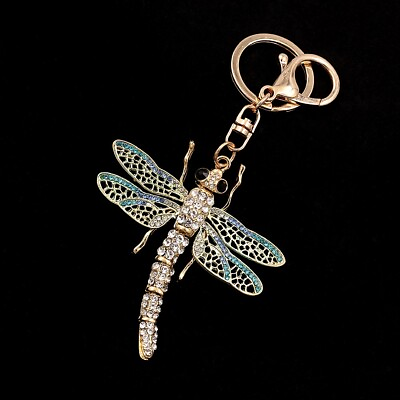 #ad Lovely Crystal Dragonfly Pendant Key Chain Purse Bag Handbag Keyring Womens Gift $6.99