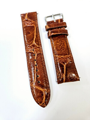 #ad 18mm Cognac Shiny LONG American Alligator Watch Strap MADE IN THE USA 6003 18L $29.95
