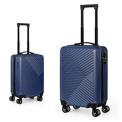 #ad 20quot;Carry On Suitacase Travel Hardside Lightweight Blue Spinner Luggage with Lock $32.99
