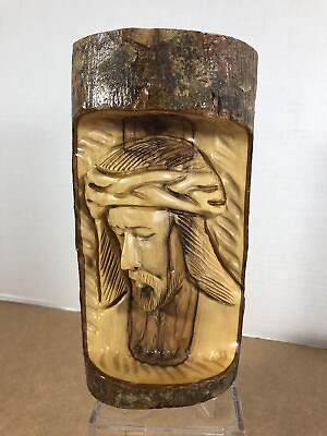#ad Wood Hand Carved Jesus Face Bethlehem Holy Land Religious Carving Statue $22.00