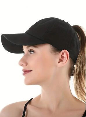 #ad Women#x27;s Ponytail Style Adjustable Baseball Hat Cap New Pink Gray or Black $5.98