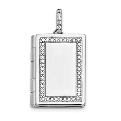 #ad Sterling Silver Rhodium plated Cubic Zirconia 19mm Book Locket For Women $103.50