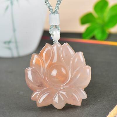 #ad China Jade Hand Carving Exquisite Pretty Lotus Flower Pendant金丝玉 $18.00