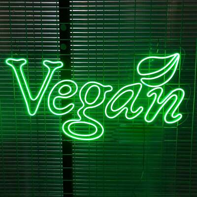 #ad 31quot;x16quot;Vegan Neon Sign Lamp Night Light LED Food Shop Party Wall Hanging Decor $259.00