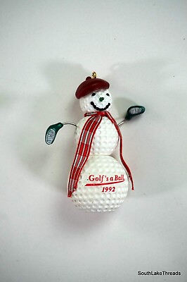 #ad Hallmark quot;Golf#x27;s a Ballquot; Snowman Ornament 1992 Christmas Xmas Decor $1.99